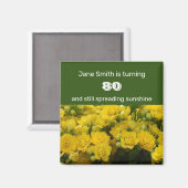 80誕生祝いマイルストーンイエローフローラ マグネット (正面/裏面)