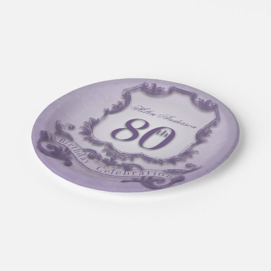 80誕生祝いヴィンテージ枠 ペーパープレート (アングル)