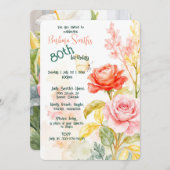 80誕生祝い美しい春の花 招待状 (正面/裏面)