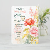 80誕生祝い美しい春の花 招待状 (スタンド正面)