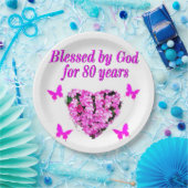 80賛美年間のフローラデザイン ペーパープレート (パーティー)