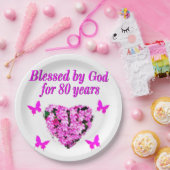 80賛美年間のフローラデザイン ペーパープレート (パーティー)