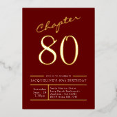 80赤80th誕生日パーティー金ゴールド 箔招待状 (正面)