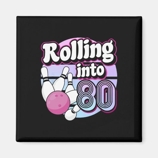 80転がボーリング80誕生日 マグネット (正面)