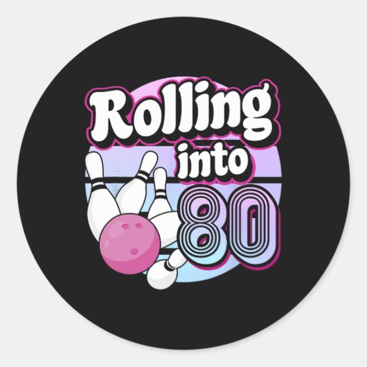 80転がボーリング80誕生日 ラウンドシール (正面)