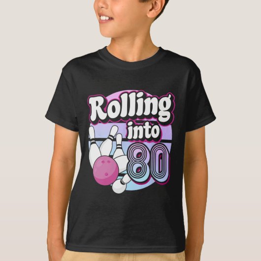 80転がボーリング80誕生日 Tシャツ (正面)