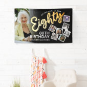 80金ゴールド80誕生日8写真黒 横断幕 (インサイチュ)