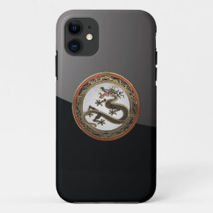 [800]ブラック&金ゴールド聖なる東龍 iPhone 11 ケース