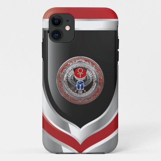 [800]聖銀エジプト翼スカラブ&アンク Case-Mate iPhoneケース (裏面)