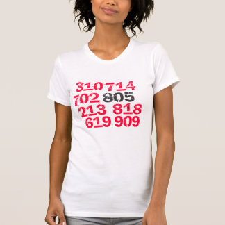 805、619、714、702、818、213、909、310 Tシャツ