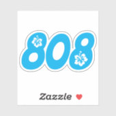 808ハイビスカス花を持つハワイのエリアコード シール (シート)