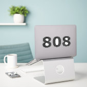 808ハワイトリバルブラックグレー シール (デスク上のノートパソコン)