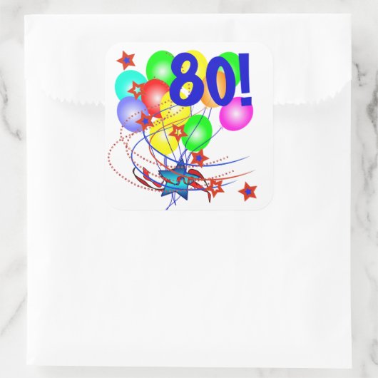80!または任意の年齢誕生日バルーンのシール スクエアシール (バッグ)