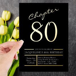 80 ブラック 80歳の誕生日パーティー ゴールド 箔招待状