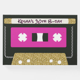 80│九〇年代レトロカセットテープ |ホットピンク&金ゴールド ゲストブック