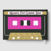 80│九〇年代レトロカセットテープ |ホットピンク&金ゴールド ゲストブック (裏面)