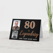 80 & 伝説の2枚の写真 80歳の誕生日カード カード (正面)