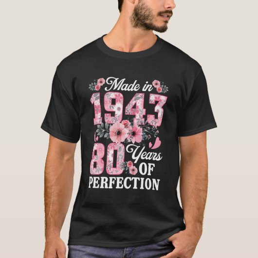 80 1943年製 フローラル 80歳 Tシャツ (正面)