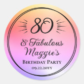 80 and Fabulous 80th Birthday Party  ラウンドシール (正面)