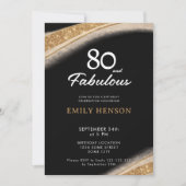 80 and Fabulous Black Gold Birthday 招待状 (正面)