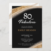 80 and Fabulous Black Gold Birthday 招待状 (正面/裏面)