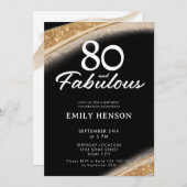 80 and Fabulous Black Gold Birthday 招待状 (正面/裏面)