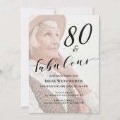 80 and Fabulous Eightieth Birthday Photo Overlay 招待状 (正面)