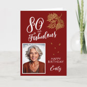 80 and Fabulous Foliage 80th Birthday Photo Card カード (正面)