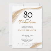 80 and Fabulous Gold 80th Birthday Invitation 招待状 (正面)
