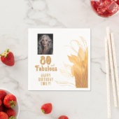 80 and Fabulous Gold Foliage 80th Birthday Photo スタンダードカクテルナプキン (インサイチュ)