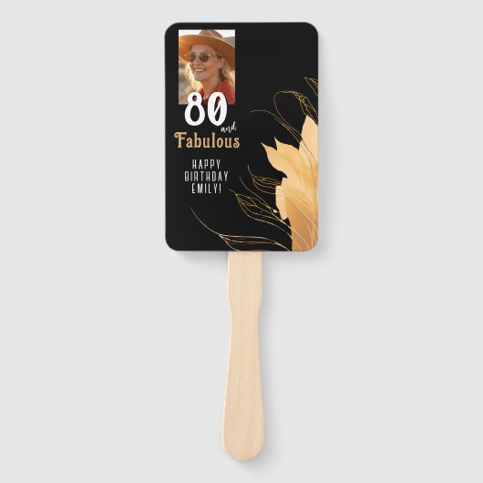 80 and Fabulous Gold Foliage 80th Birthday Photo ハンドファン (正面)