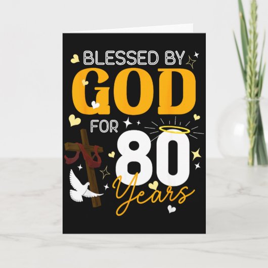 80 Birthday Blessed By God For 80 Years Old 80th B カード (正面)