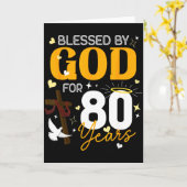 80 Birthday Blessed By God For 80 Years Old 80th B カード (黄色い花)