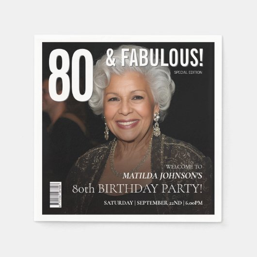 80 Fabulous Magazine Cover 80th Birthday  スタンダードカクテルナプキン (正面)