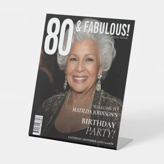 80 Fabulous Magazine Cover 80th Birthday  台座サイン (正面)
