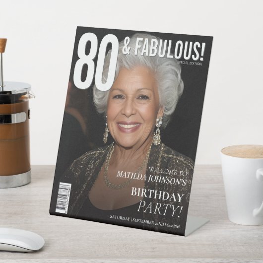 80 Fabulous Magazine Cover 80th Birthday  台座サイン (インサイチュ)