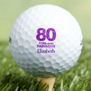 80 FORE-ever素晴らしい80誕生日紫色の花 ゴルフボール