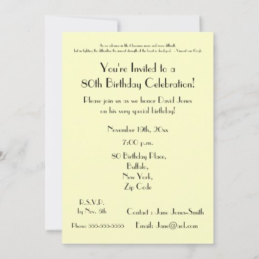 80 GloriousYears! -引用文バラとの誕生日か2 招待状 (裏面)