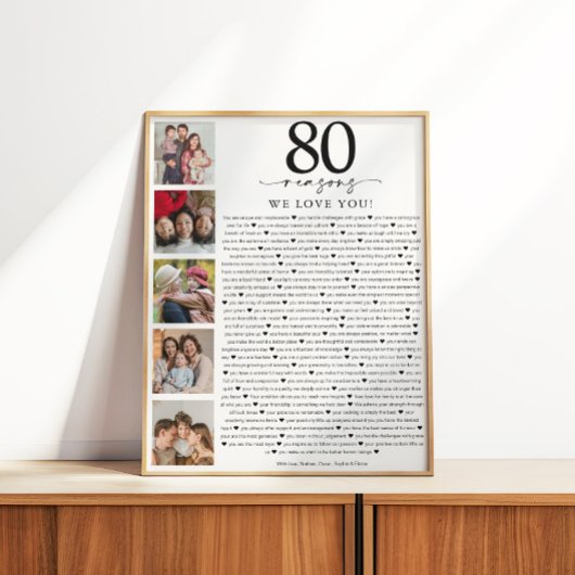 80 Reasons We Love You Birthday Keepsake ポスター