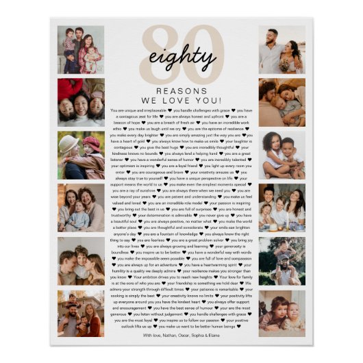 80 Reasons We Love You Birthday Keepsake Gift ポスター (正面)