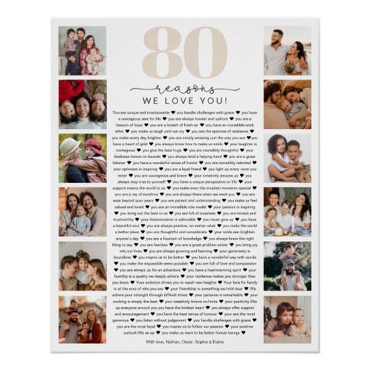 80 Reasons We Love You Birthday Keepsake Gift ポスター (正面)