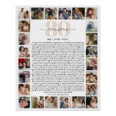 80 Reasons We Love You Photo Collage Keepsake Gift ポスター (正面)