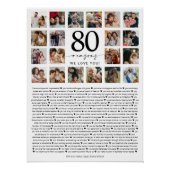 80 Reasons We Love You Photo Collage Keepsake Gift ポスター (正面)