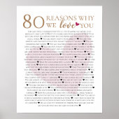 80 Reasons Why We Love You 70歳 60歳 50歳の誕生日 ポスター (正面)