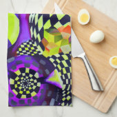 80 sアールデコ幾何学模様 キッチンタオル (四つ折り)