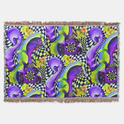 80 sアールデコ幾何学模様 スローブランケット (正面)