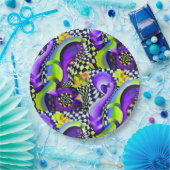 80 sアールデコ幾何学模様 ペーパープレート (パーティー)