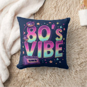 80’s Vibe Throw Pillow – Neon Cassette and Galaxy クッション (ブランケット)