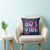 80’s Vibe Throw Pillow – Neon Cassette and Galaxy クッション (椅子)