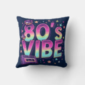 80’s Vibe Throw Pillow – Neon Cassette and Galaxy クッション (裏面)